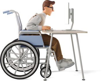 3d-business-man-in-wheelchair-at-computer