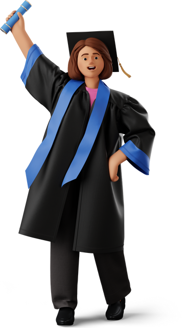 3d-business-graduated-student-showing-her-diploma